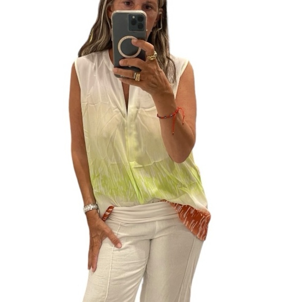 CHAUS New York Sleeveless Front Zipper Blouse Top.Size L